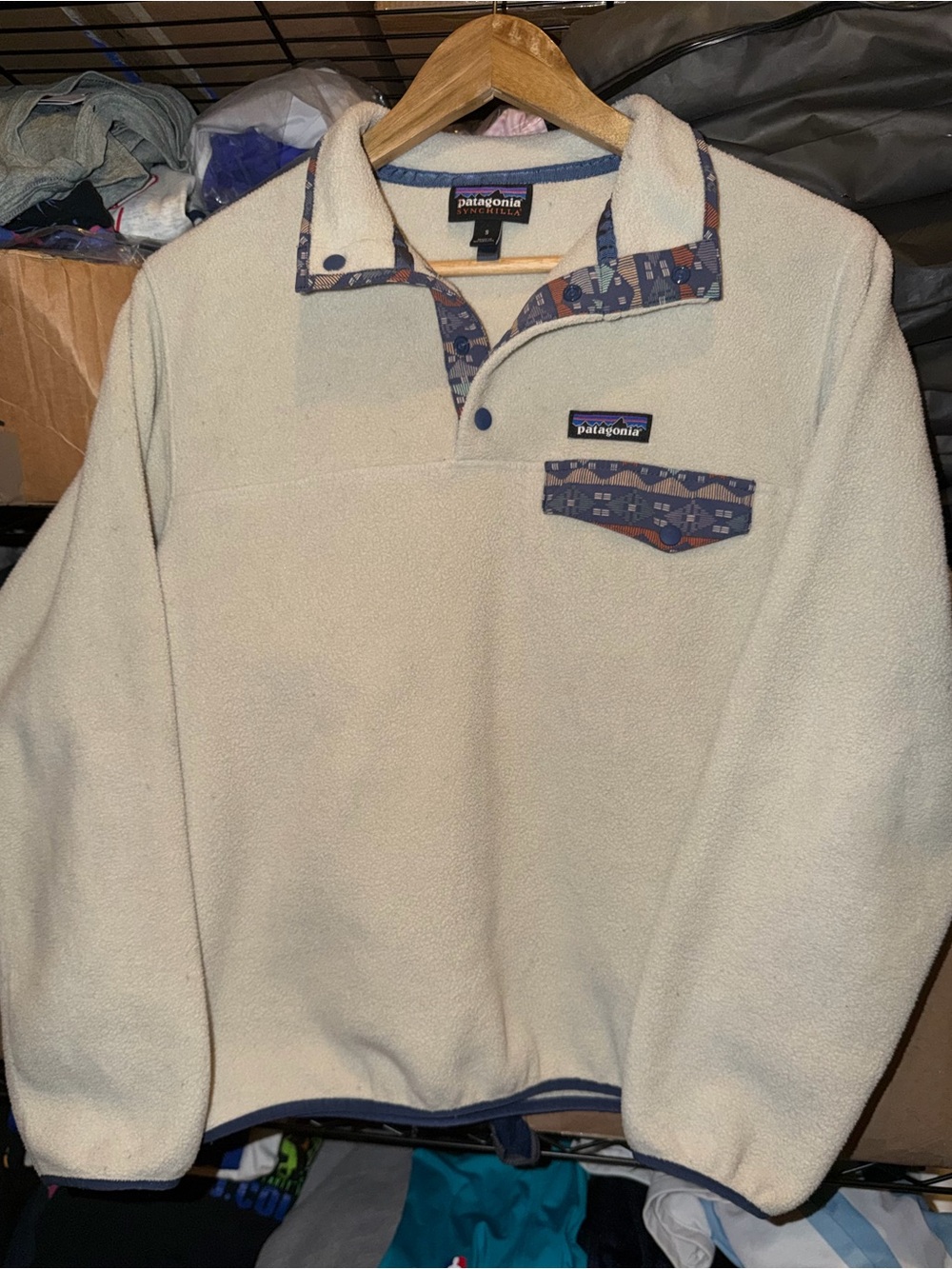 Patagonia Beige Fleece Snap-T Button Down Synchilla Jacket Size Men’s Small
